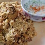 White Chicken pulao with Raita .